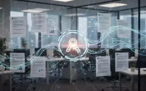 Stilisierte digitale Dokumente und Datenströme mit KI-Mustern, die Zustimmung und Workflow-Management im Unternehmensumfeld darstellen. - Foto: über boerse-global.de