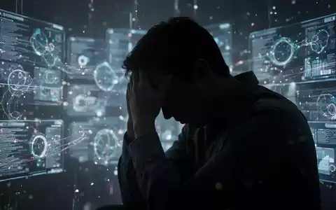 Eine Silhouette einer Person, die den Kopf in den Händen hält, vor einem unscharfen Hintergrund aus digitalen Schnittstellen. - Foto: über boerse-global.de