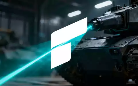 Ein Laserstrahl durchschneidet eine dunkle, hochtechnologische Industrieumgebung, die fortschrittliche Verteidigungstechnologie symbolisiert. - Foto: über boerse-global.de