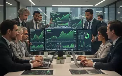 Finanzexperten analysieren digitale Diagramme und Daten, die ESG-Investitionen und Unternehmensanleihen darstellen. - Foto: über boerse-global.de