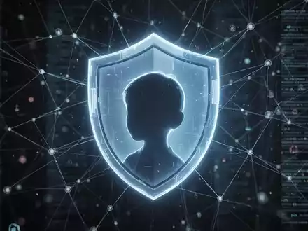 Ein stilisiertes, leuchtendes digitales Schild schützt den Kopf eines Kindes, überlagert von einem Netz aus Datenströmen. - Foto: über boerse-global.de