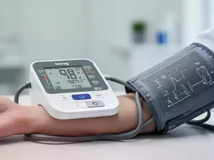 Ein modernes Oberarm-Blutdruckmessgerät an einem Arm in einer sauberen, medizinischen Umgebung, das Präzision und Gesundheitsüberwachung hervorhebt. - Foto: über boerse-global.de