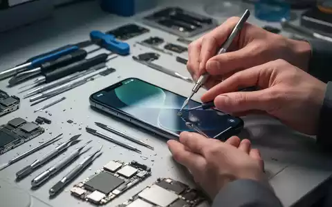 Hände reparieren ein Smartphone auf einer Werkbank mit Werkzeugen und Elektronik, symbolisiert nachhaltigen Konsum und Reparatur. - Foto: über boerse-global.de