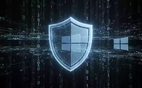 Digitales Schild-Symbol in blauem Leuchten, überlagert mit abstraktem Binärcode und Datenströmen, symbolisiert Cybersicherheit und Schutz. - Foto: über boerse-global.de