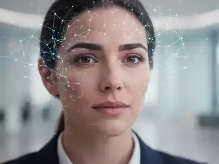 Ein Gesicht im weichen Fokus mit subtilen digitalen Überlagerungen, die Emotionserkennung und Technologie andeuten. - Foto: über boerse-global.de