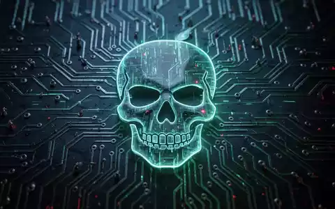 Ein leuchtender, digitaler Totenkopf über einem abstrakten Schaltplattendesign, der eine neue Malware-Bedrohung für Apple macOS symbolisiert. - Foto: über boerse-global.de