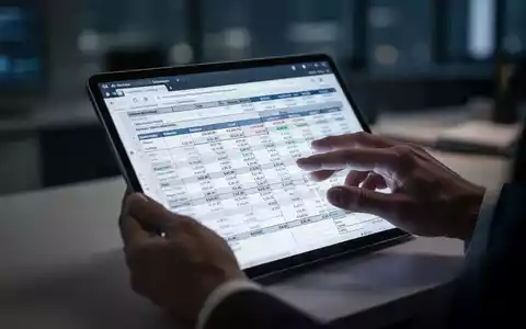 Nahaufnahme eines Tablets, das digitale Finanzdokumente anzeigt, mit unscharfem Bürohintergrund, symbolisiert digitale Wirtschaftsprüfung. - Foto: über boerse-global.de