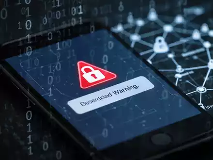 Ein Smartphone-Bildschirm mit einer Sicherheitswarnung, symbolisiert mobile Geräte-Schwachstellen und Cyber-Bedrohungen. - Foto: über boerse-global.de