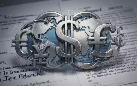 Eine stilisierte Darstellung von ineinandergreifenden globalen Währungssymbolen über rechtlichen Dokumenten, die internationale Steuergesetzgebung symbolisiert. - Foto: über boerse-global.de