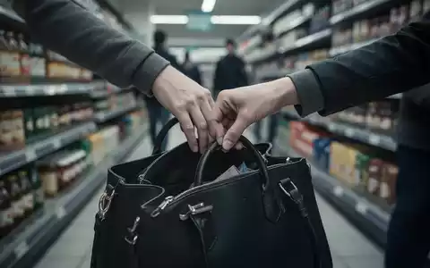 Eine Hand greift heimlich in eine offene Handtasche, die von einer Person in einem Supermarkt getragen wird. - Foto: über boerse-global.de
