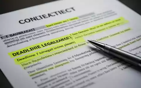 Nahaufnahme eines Arbeitsvertrags mit hervorgehobenen Abschnitten und einem Stift, der auf dem Dokument liegt. - Foto: über boerse-global.de
