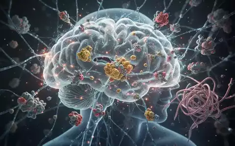 Eine stilisierte Darstellung eines leuchtenden neuronalen Netzes mit komplexen Proteinmodellen und einer menschlichen Silhouette im Hintergrund. - Foto: über boerse-global.de