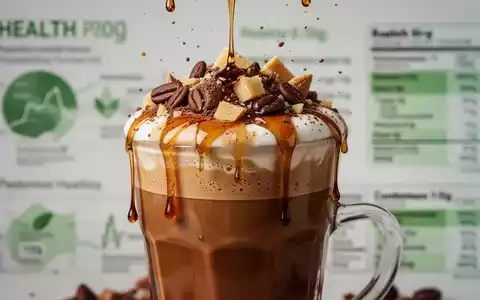 Nahaufnahme eines reichhaltigen Kaffeegetränks mit Sahne, Sirup und Streuseln, das über den Rand eines Glases läuft, vor einem unscharfen Hintergrund. - Foto: über boerse-global.de