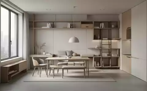 Ein stilvolles, minimalistisches Apartment mit cleveren, platzsparenden Möbeln, das eine effiziente Nutzung des Wohnraums demonstriert. - Foto: über boerse-global.de