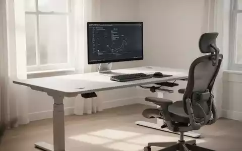 Ein moderner, minimalistischer Homeoffice-Arbeitsplatz mit einem elektrisch höhenverstellbaren Schreibtisch und ergonomischem Stuhl. - Foto: über boerse-global.de