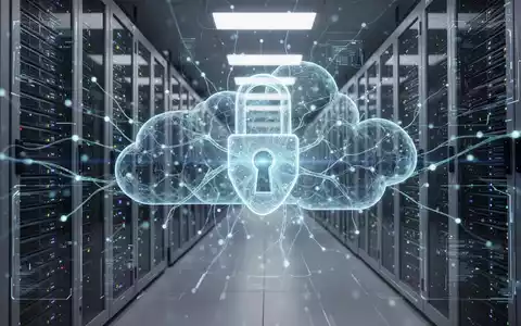 Eine leuchtende KI-Neuronale-Netzwerk-Schnittstelle überlagert Serverracks in einem modernen Rechenzentrum, symbolisiert KI in der Cloud-Sicherheit. - Foto: über boerse-global.de
