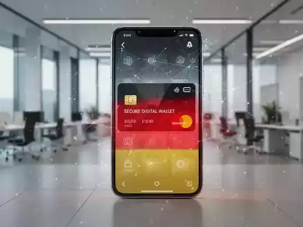 Smartphone mit digitaler Geldbörse in Deutschland-Farben, Symbol für digitale Identität und Datensicherheit. - Foto: über boerse-global.de