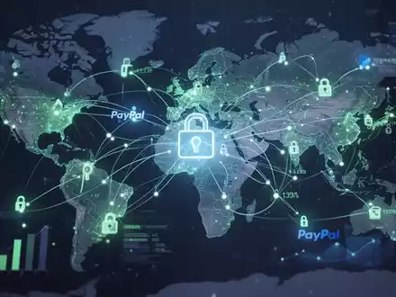 Digitales Netzwerk aus verbundenen Finanzdatenpunkten und Transaktionsflüssen, Symbol für globalen Handel und sicheren Datenaustausch. - Foto: über boerse-global.de