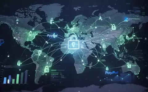 Digitales Netzwerk aus verbundenen Finanzdatenpunkten und Transaktionsflüssen, Symbol für globalen Handel und sicheren Datenaustausch. - Foto: über boerse-global.de