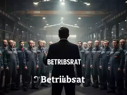 Arbeitnehmerversammlung in einer Fabrikhalle, mit einem Betriebsratsvertreter im Vordergrund, der eine Gruppe von Mitarbeitern anspricht. - Foto: über boerse-global.de