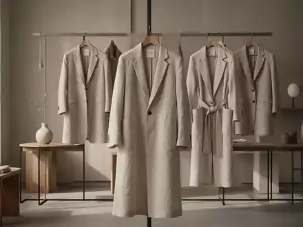 Ein minimalistisches nordisches Outfit mit hochwertigen Leinen- und Baumwollstoffen in neutralen Tönen, das Eleganz ausstrahlt. - Foto: über boerse-global.de