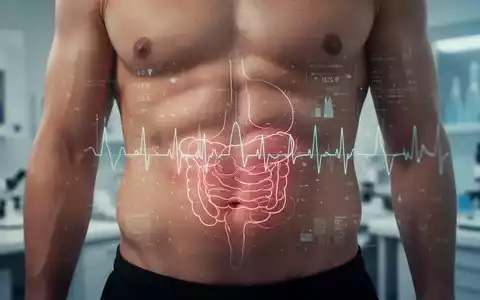 Nahaufnahme des menschlichen Torsos mit einer dezenten digitalen Darstellung von Stoffwechselmetriken, die die Reduzierung von Bauchfett symbolisieren. - Foto: über boerse-global.de