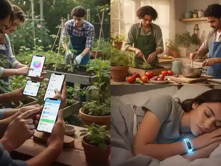 Junge Erwachsene nutzen Smartphones für Produktivität, während andere gärtnern, kochen und schlafen, was digitale Trends und Wohlbefinden ausgleicht. - Foto: über boerse-global.de