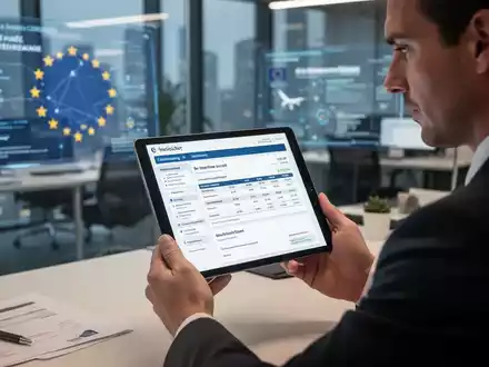 Eine Person betrachtet auf einem Tablet komplexe Finanzdaten und elektronische Rechnungsformulare, symbolisierend die E-Rechnungspflicht. - Foto: über boerse-global.de
