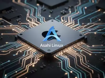 Ein stilisierter Mikrochip mit leuchtenden Schaltkreisen, überlagert mit einem dezenten Asahi-Linux-Logo, das OpenCL 3.1 auf Apple M1/M2 repräsentiert. - Foto: über boerse-global.de