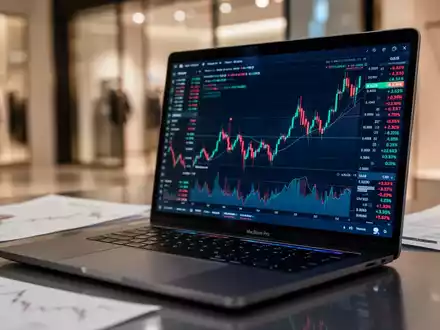 Ein moderner Laptop zeigt Börsendiagramme und Finanzdaten, die steigende Kurse und Technologie im Finanzwesen symbolisieren. - Foto: über boerse-global.de