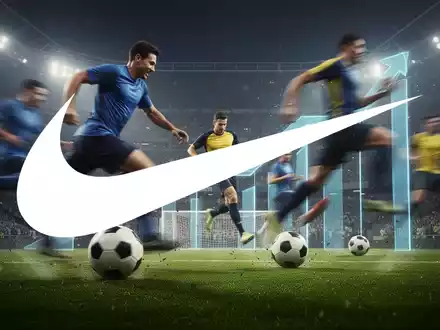 Dynamische Szene, die die Sportbekleidungsindustrie und langfristige strategische Partnerschaften darstellt, mit verschwommenen Athleten oder Ausrüstung in einem Stadion. - Foto: über boerse-global.de