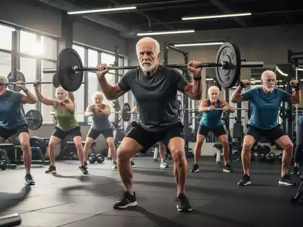 Ältere Sportler unterschiedlichen Alters und Geschlechts, die in einem modernen Fitnessstudio funktionelle Fitnessübungen durchführen. - Foto: über boerse-global.de