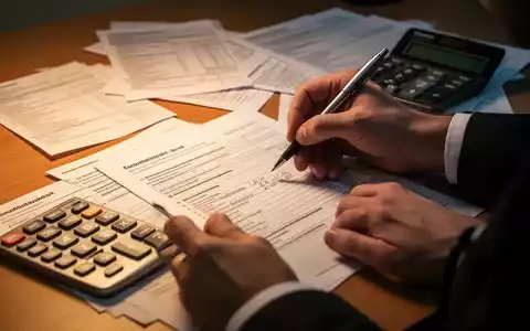 Hände füllen sorgfältig ein deutsches Steuerformular aus, umgeben von Dokumenten und einem Taschenrechner auf einem Schreibtisch. - Foto: über boerse-global.de