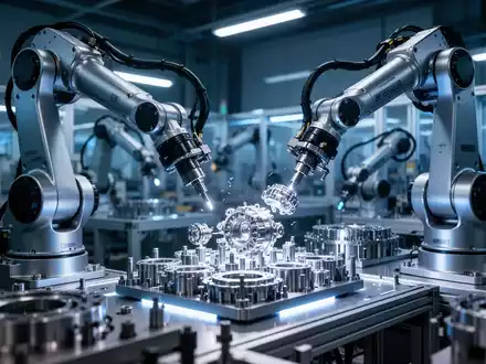 Roboterarme in einer hochmodernen Fabrik montieren präzise Bauteile, symbolisierend den Start der Serienproduktion. - Foto: über boerse-global.de