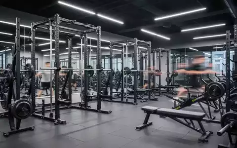 Eine moderne, hochtechnologische Kraftkammer mit Power Racks, Ergometern und HantelbĂ€nken, bereit fĂŒr junge Leistungssportler. - Foto: ĂŒber boerse-global.de