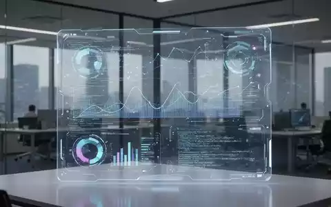 Stilisierte digitale Oberfläche mit abstrakten KI-Datenvisualisierungen und Code, die eine moderne Büroumgebung widerspiegelt. - Foto: über boerse-global.de