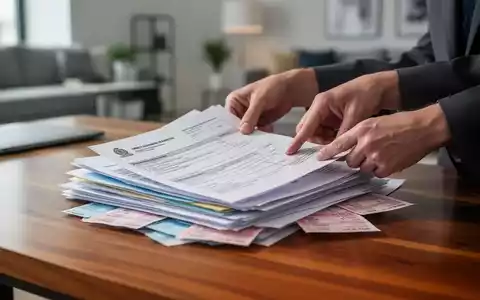 Nahaufnahme der Hände einer Person, die Finanzdokumente und Gehaltsabrechnungen auf einem Schreibtisch sortiert. - Foto: über boerse-global.de