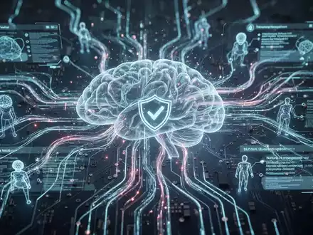 Eine futuristische Darstellung eines KI-Netzwerks mit leuchtenden Datenströmen, die Automatisierung und Datenverarbeitung symbolisieren. - Foto: über boerse-global.de