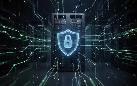 Abstrakte Darstellung von Cybersicherheit mit digitalen Datenströmen, die auf einen sicheren Server zulaufen, um Compliance zu symbolisieren. - Foto: über boerse-global.de