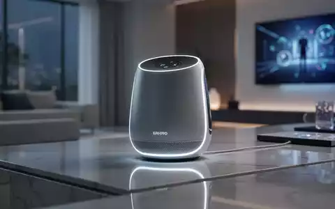 Ein eleganter, minimalistischer KI-Begleiterlautsprecher mit sanftem Leuchten auf einer modernen Oberfläche in einem Smart Home. - Foto: über boerse-global.de