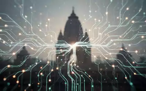 Stilisierte KI-Neuronale Netze leuchten über einem dezenten, verschwommenen Hintergrund mit indischer Architektur, symbolisieren technologisches Wachstum. - Foto: über boerse-global.de