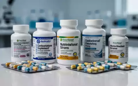 Nahaufnahme von verschiedenen Nahrungsergänzungsmitteln in Flaschen und Blisterpackungen auf einem reflektierenden Untergrund. - Foto: über boerse-global.de
