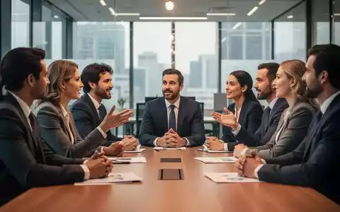 Eine Gruppe von Geschäftsleuten sitzt an einem Konferenztisch und diskutiert offen, was psychologische Sicherheit am Arbeitsplatz symbolisiert. - Foto: über boerse-global.de