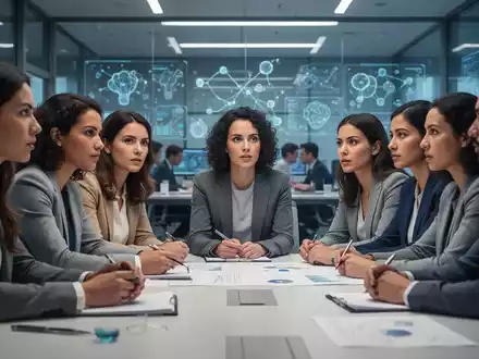 Frauen und Männer diskutieren in einem modernen Universitätsgebäude, symbolisch für Chancengleichheit und akademische Förderung. - Foto: über boerse-global.de