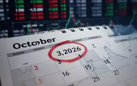 Nahaufnahme eines Kalenderblatts mit dem 3. Oktober 2026, umgeben von Finanzdiagrammen im Hintergrund. - Foto: über boerse-global.de
