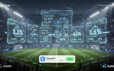 Futuristisches Fußballstadion mit holografischen Spielstatistiken und ChatGPT-Oberfläche, symbolisiert KI-gesteuerte Vorhersagen. - Foto: über boerse-global.de