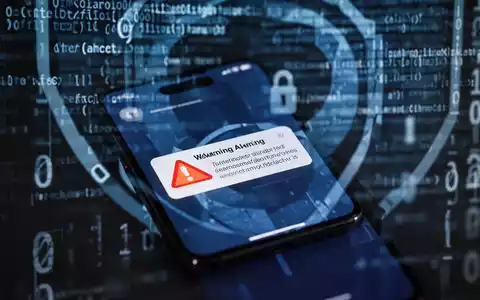 Ein Smartphone zeigt eine Warnmeldung auf dem Bildschirm, im Hintergrund sind unscharfe digitale Sicherheitselemente zu sehen. - Foto: über boerse-global.de