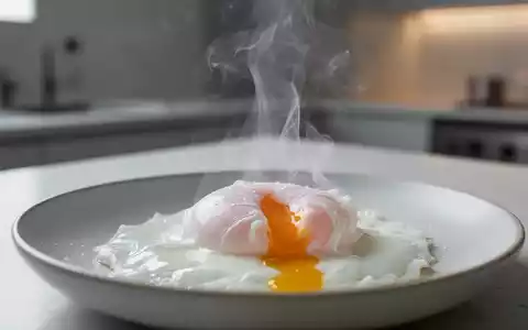 Ein pochiertes Ei auf einem Teller in einer modernen Küche, das die Nährstofferhaltung beim Kochen symbolisiert. - Foto: über boerse-global.de