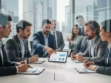 Eine Gruppe von Geschäftsleuten arbeitet in einem modernen Büro zusammen, mit einem Fokus auf Flexibilität und Innovation. - Foto: über boerse-global.de