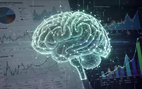 Eine stilisierte, leuchtende KI-Gehirnstruktur überlagert medizinische Diagramme und Finanzgrafiken, die den Einsatz von KI im Gesundheitswesen symbolisieren. - Foto: über boerse-global.de